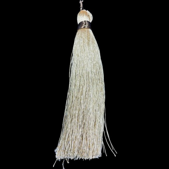 Boho Gypsy Cross Pendant Necklace Turquoise Tassel Long Beaded Chain Vintage - Picture 6 of 9